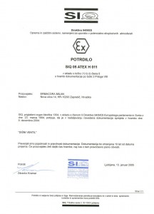 Certifikat - SIQ Disni ventil